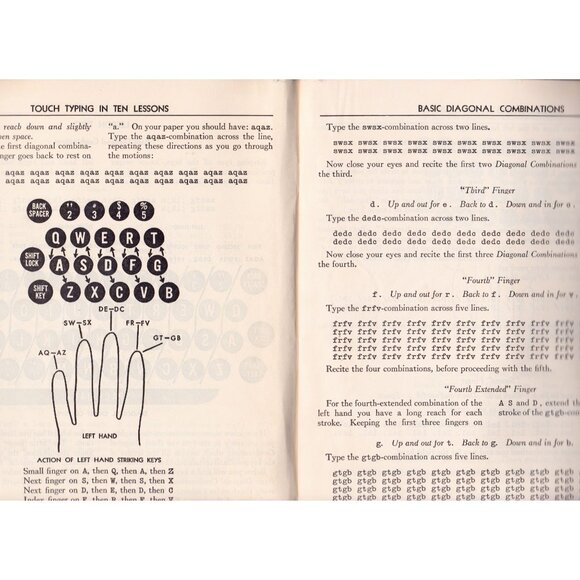 Touch Typing in Ten Lessons by Ruth Ben’Ary (1945 Softcover, Grosset & Dunlap) - Picture 5 of 7